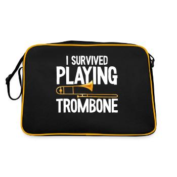 I Survived Playing Trombone Trumpet Band Music - Retro Tasche - Schwarz/Gold - Hinten