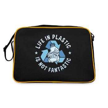 Recycling Life In Plastic Is Recycle Bin Recycler - Retro Bag - black/gold - Back