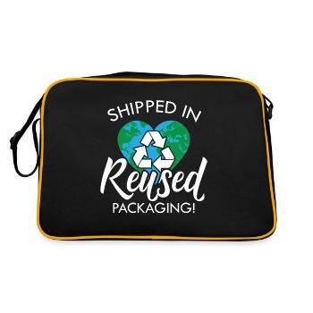 Recycling Shipped In Reused Eco Friendly Recycler - Retro Tasche - Schwarz/Gold - Hinten