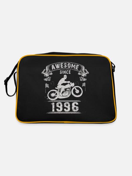 Awesome since 1996, Biker 27. Geburtstag - Retro Tasche - Schwarz/Gold - Hinten
