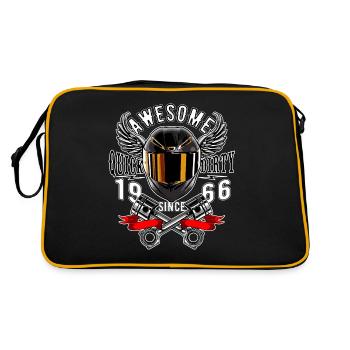 Awesome since 1966, Biker Geburtstag - Retro Tasche - Schwarz/Gold - Hinten