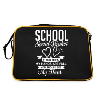 Schulsozialarbeit Schule Sozialarbeit Büro Sozial - Retro Tasche - Schwarz/Gold - Hinten
