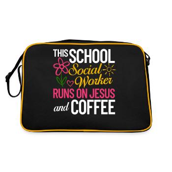 Schulsozialarbeit Schule Sozialarbeit Büro Sozial - Retro Tasche - Schwarz/Gold - Hinten