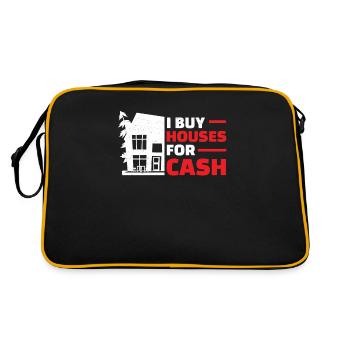I Buy Houses Lustige Immobilienflossen - Retro Tasche - Schwarz/Gold - Hinten