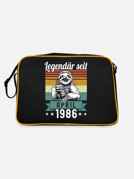 Faultier Legendär seit April 1986 Geburtstag - Retro Tasche - Schwarz/Gold