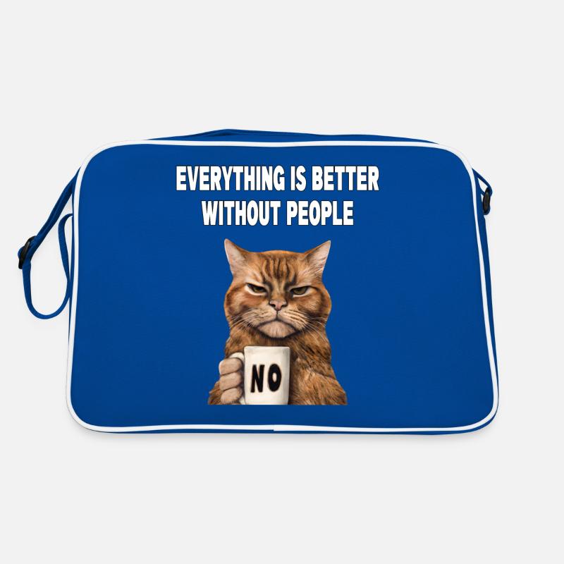Better without people Mürrische Lustige Katze Retro Tasche