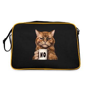 Chat grincheux et drôle avec une tasse de café dit non - Sac Retro - noir/or - Dos