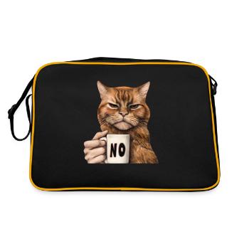 Chat grincheux et drôle avec une tasse de café dit non - Sac Retro - noir/or - Dos