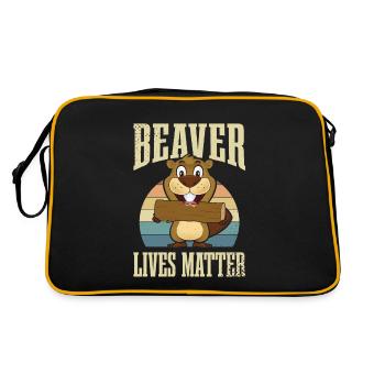 Biber Isst Materie - Retro Tasche - Schwarz/Gold - Hinten