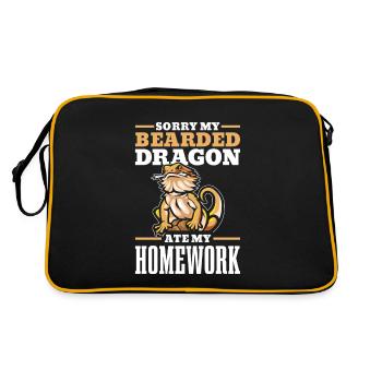 Sorry, my bearded dragon has my homework - Retro Bag - black/gold - Back