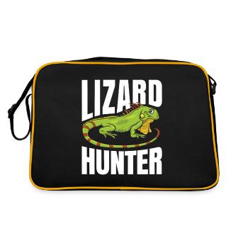 Eidechsenjäger Für Alle Eidechsenfans - Retro Tasche - Schwarz/Gold - Hinten