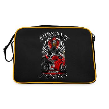 Awesome since 1966, Biker Geburtstag - Retro Tasche - Schwarz/Gold - Hinten