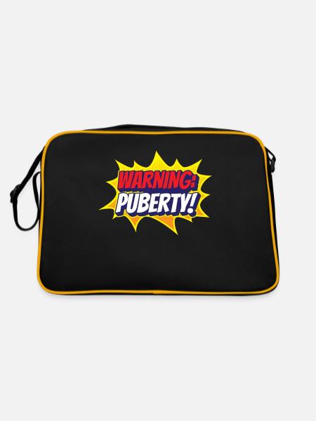 Warnung: Pubertät Erwachsen Teenager Sarkastisch - Retro Tasche - Schwarz/Gold - Hinten