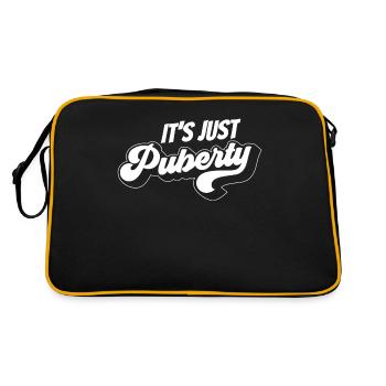 Es Ist Nur Die Pubertät Teenager Sprüche Erwachsen - Retro Tasche - Schwarz/Gold - Hinten