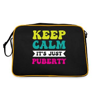 Ruhe Bewahren Es Ist Nur Die Pubertät Erwachsen - Retro Tasche - Schwarz/Gold - Hinten