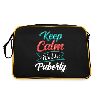 Ruhe Bewahren Es Ist Nur Die Pubertät Erwachsen - Retro Tasche - Schwarz/Gold - Hinten