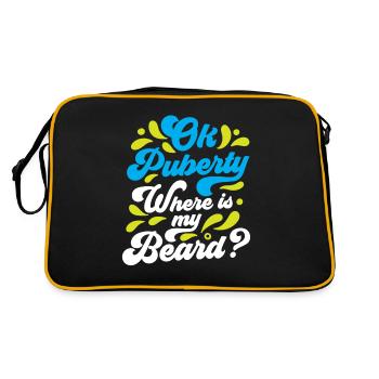 Ok Pubertät Wo Ist Mein Bart? Teenager Erwachsen - Retro Tasche - Schwarz/Gold - Hinten