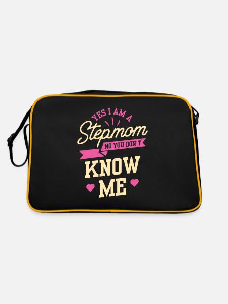 Ja Bin Eine Stiefmutter Nein Du Kennst Mich Nicht - Retro Tasche - Schwarz/Gold - Hinten