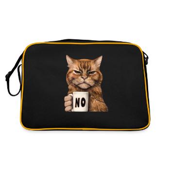 Chat grincheux et drôle avec une tasse de café dit non - Sac Retro - noir/or - Dos
