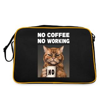 Pas de café pas de travail. Chat grincheux et drôle - Sac Retro - noir/or - Dos