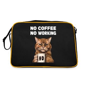 Pas de café pas de travail. Chat grincheux et drôle - Sac Retro - noir/or - Dos