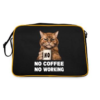 Pas de café pas de travail. Chat grincheux et drôle - Sac Retro - noir/or - Dos
