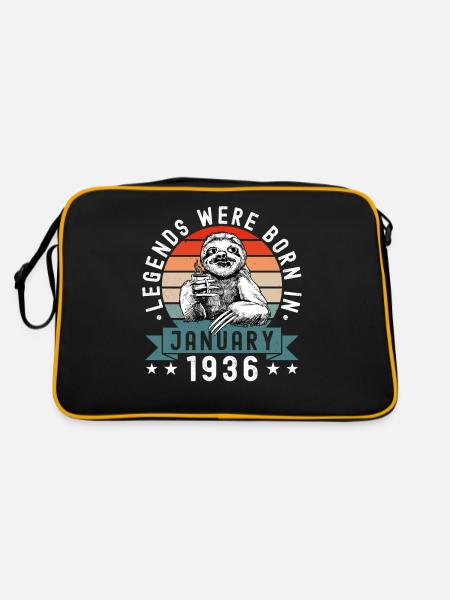 Legends Were Born In Januar 1936 Faultier Sloth - Retro Tasche - Schwarz/Gold - Hinten