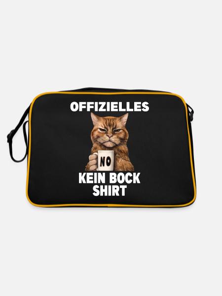 Mürrische Lustige Katze offizielles kein bock - Retro Tasche - Schwarz/Gold - Hinten