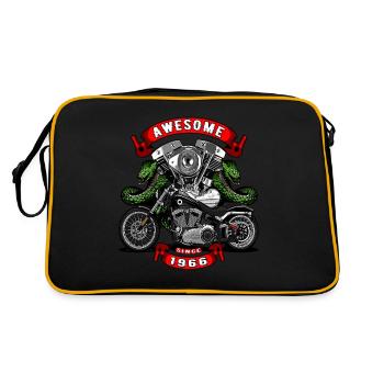 Awesome since 1966, Biker Geburtstag - Retro Tasche - Schwarz/Gold - Hinten
