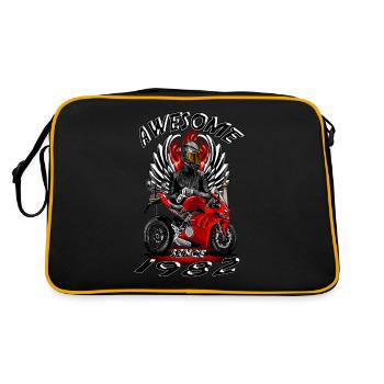 Awesome since 1982, Biker Geburtstag - Retro Tasche - Schwarz/Gold - Hinten