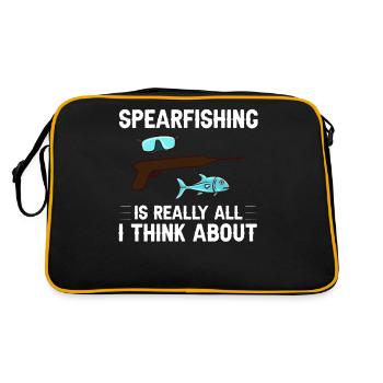 Speerfischen Speerfischer Fische Speer Fischer - Retro Tasche - Schwarz/Gold - Hinten