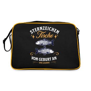 Sternzeichen Geschenke Fische Spruch - Retro Tasche - Schwarz/Gold - Hinten