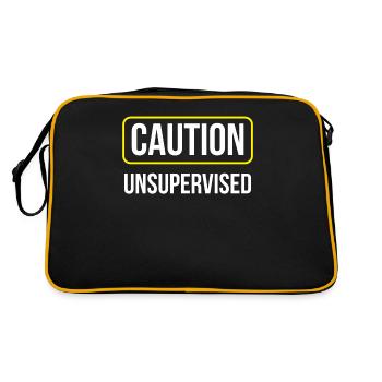 Vorsicht Unbeaufsichtigt Unsupervised Sarkastisch - Retro Tasche - Schwarz/Gold - Hinten