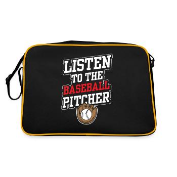 Listening to the Baseball Pitcher Hobby Pitcher Player - Retro Bag - black/gold - Back