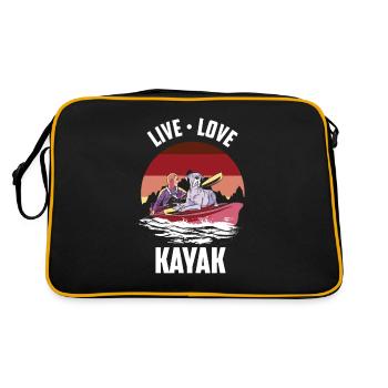 Leben Liebe Kajak Kajakfahrer Kajakfahren Kayak - Retro Tasche - Schwarz/Gold - Hinten