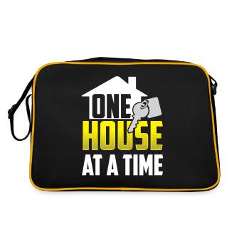 Ein Haus Nach Dem Anderen Immobilienmakler Häuser - Retro Tasche - Schwarz/Gold - Hinten