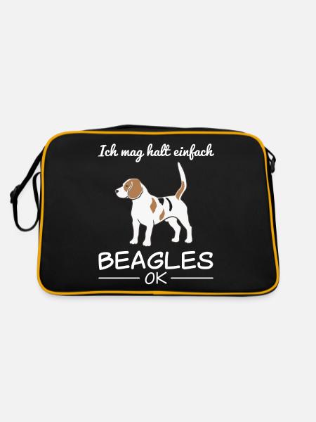 Beagle Hund Hundeliebhaber Spruch Geschenk - Retro Tasche - Schwarz/Gold - Hinten