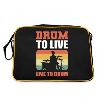 Live to Drum. Drum to Live Drummer Drumset - Sac Retro - noir/or - Dos