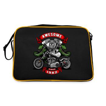 Awesome since 1982, Biker Geburtstag - Retro Tasche - Schwarz/Gold - Hinten