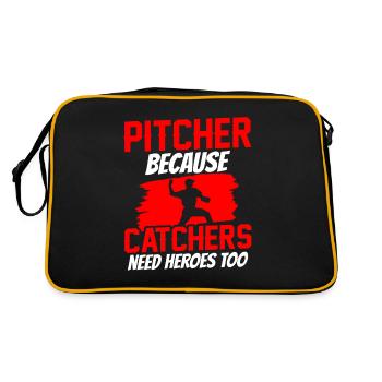 Pitcher Weil Auch Fänger Helden Brauchen Werfer - Retro Tasche - Schwarz/Gold - Hinten
