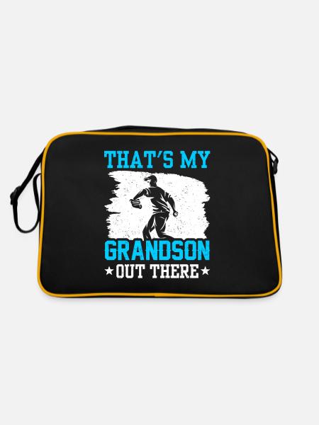 Das Ist Mein Enkel Da Draußen Beim Baseball Sport - Retro Tasche - Schwarz/Gold - Hinten
