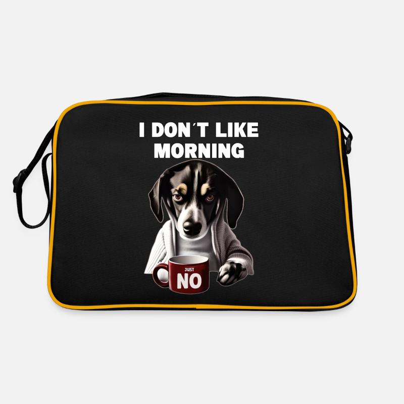 I don't like morning grumpy funny dog with Retro Bag
