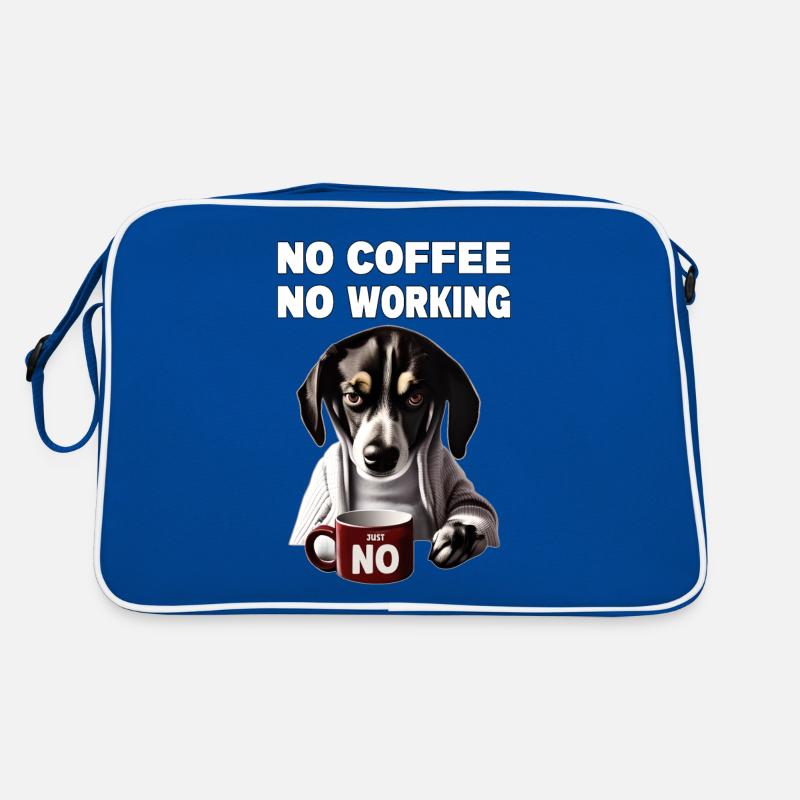 no coffee no working. Grumpy Funny Dog Retro Bag