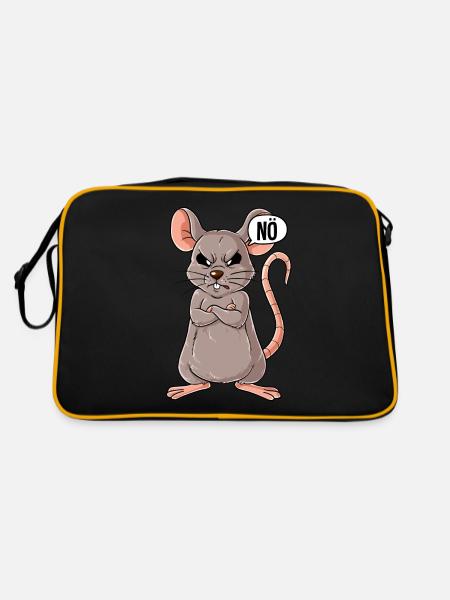 Maus Nö - Retro Tasche - Schwarz/Gold - Hinten