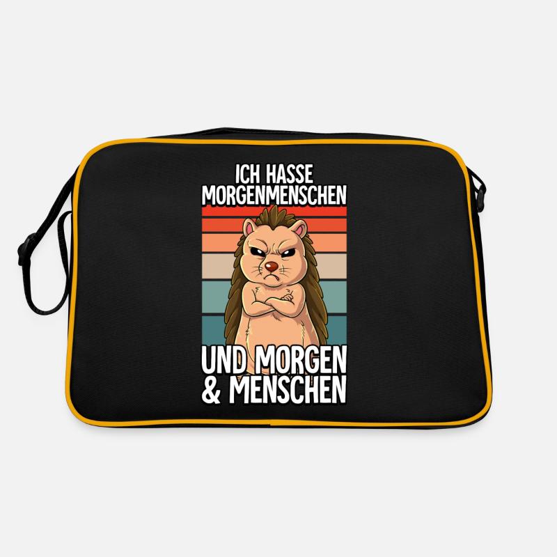Ich Hasse Morgenmenschen Igel Retro Tasche