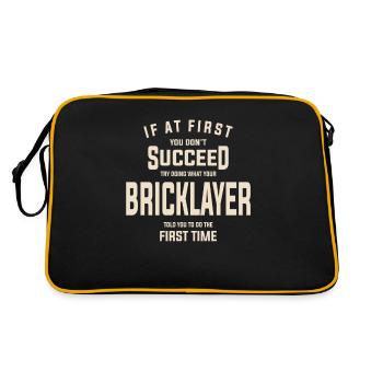 Bricklayer Job Title Profession Birthday Worker - Retro Bag - black/gold - Back