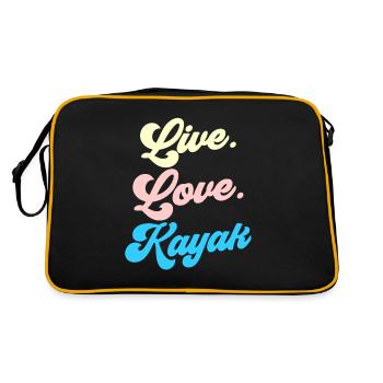 Leben Liebe Kajak Kayak Kajakfahren Kajakfahrer - Retro Tasche - Schwarz/Gold - Hinten