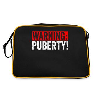 Warnung: Pubertät Teenager Sarkastisch Erwachsen - Retro Tasche - Schwarz/Gold - Hinten