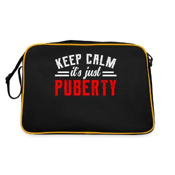 Ruhe Bewahren Es Ist Nur Die Pubertät Erwachsen - Retro Tasche - Schwarz/Gold - Hinten