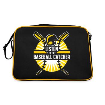 Listening to the Baseball Catcher Catcher Player Hobby - Retro Bag - black/gold - Back